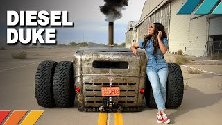 DIESEL DUKE Compound Turbo 12 Valve Cummins 1930 Ford Model A Rat Rod on Dually Mud Terrains  EP31 [upl. by Eedyak639]