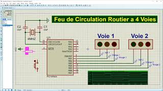 Feu de Circulation Programmé avec le PIC16F84A Proteus 8 et MikroC Pro [upl. by Kobi]