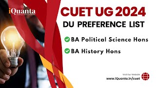 CUET UG 2024  DU Preference List for Political Science Hons amp History Hons [upl. by Orin]