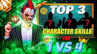 Top 3 Secret 🤫 Character Skills For 1 VS 4  Tips amp Tricks 🤯  Jaswant FreeFire [upl. by Pich209]