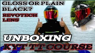 KYT TT COURSE Unboxing  Plain black  Revotech Fire Red Lens  Intercom ready  quick review [upl. by Aehcim]