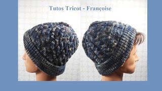 Tuto Tricot Bonnet point torsade  Comment tricoter un bonnet étape par étape  Bonnet homme [upl. by Mina]