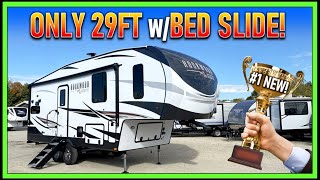 FULL BED SLIDE in a SHORT Fifth Wheel 2022 Rockwood 2442BS same as 524BBS Flagstaff btw [upl. by Zitah]