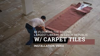 Carpet Tile installation video in Moravian Library – Brno Czech Republic [upl. by Thorma]