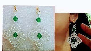 Earrings idea with beadsHandmade jewellery at homeEasy and beautifulপুতির দুল তৈরী [upl. by Edny]