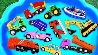 Toys review and learning name and sounds Construction vehicles [upl. by Eben]