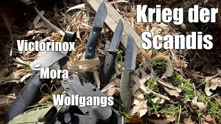 Kampf der Scandis  Mora Garberg vs Victorinox Master Mic L vs Wolfgangs Scandi [upl. by Som]