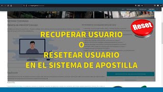 Como resetear mi cuenta para Apostillar [upl. by Ijar]