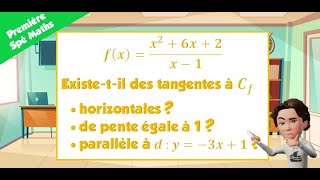 Existetil des tangentes parallèles à laxe des abscisses  de pente égale à 1 [upl. by Tloc]