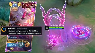 KARRIE NEW KISHIN DENSETSU SKIN quotBREATH OF NARAKAquot IS FINALLY HERE💜 early access [upl. by Geller]