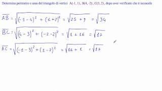 Determina perimetro e area del triangolo di vertici A1 1 B4 2 C3 2 [upl. by Shear63]