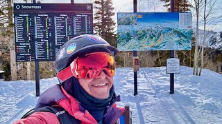 Skiing Aspen Snowmass Big Burn lift on the blue intermediate Sneaky’s to Max Park trails on 12024 [upl. by Caressa]