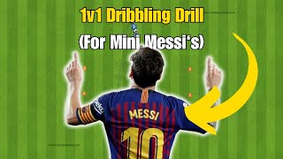 1v1 Dribbling Soccer Football Drill For Mini Messis ⚽️ U8  U9  U10 [upl. by Bruning]