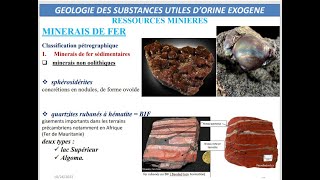 Géologie des substances utiles dorigine exogène les minerais de Fer Partie 69 géosciencesSVT [upl. by Bj]