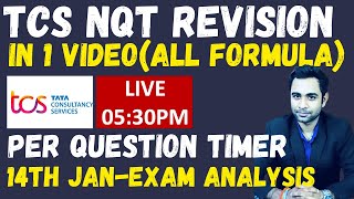 🔴TCS NQT Revision in 1 Video  All Formula  TCS NQT 14th Jan Analysis [upl. by Sawyer508]