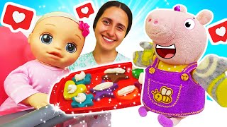 La bambola Baby Alive e Peppa Pig giocattolo preparano i biscottini Giochi con il pongo per piccoli [upl. by Cher]