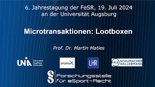 6 Jahrestagung der FeSR 2024  Microtransaktionen Lootboxen Prof Dr Martin Maties FeSR [upl. by Denbrook]