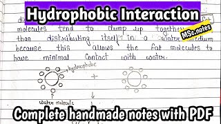 Hydrophobic Interaction  surface chemistry  detail hand made notes  KanhaiyaPatel [upl. by Ahgem347]