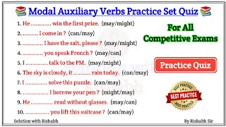 Modal Auxiliary Verbs practice set  Auxiliary verbs exercise  Auxiliary verbs quiz for All exams [upl. by Russo130]