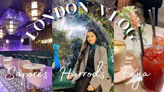 LONDON VLOG  EXPLORING KNIGHTSBRIDGE  FEYA CAFE  HARRODS  SAPORES LOUNGE  Nxvmxmiiii [upl. by Ainevul]