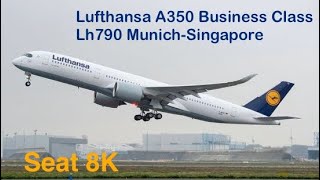 Lufthansa A350 Business Class Seat 8K LH790 MunichSingapore [upl. by Chrissa]