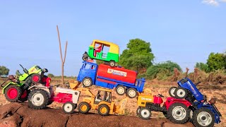 Muddy Auto Rikhshaw And Tractor Help JCB And Water Jump Muddy Cleaning Tractor VideoJCB Video [upl. by Setiram251]