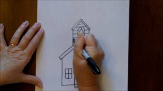 How to Draw a Schoolhouse School House Easy Online Drawing Tutorial [upl. by Rust]