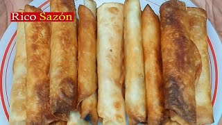 Como Hacer Flautas De Pollo Con Tortillas De Harina Deliciosas  Rico Sazón [upl. by Bolan]