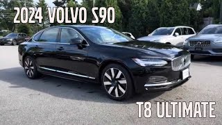 2024 Volvo S90 T8 Ultimate in Onxy Black Metallic  Walkaround with Heather [upl. by Elfstan]