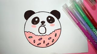 HOW TO DRAW A CUTE PANDA DONUT  EASY DRAWING STEP BY STEP [upl. by Heisser825]