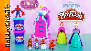 Cinderella PLAYDOH Dress Spin Princess Dolls HobbyKidsTV [upl. by Salohcin]