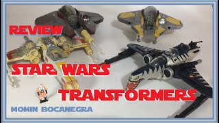 REVIEW Star Wars Transformers Xwing Jedi interceptor y Arc 170 Shark [upl. by Nylarak]