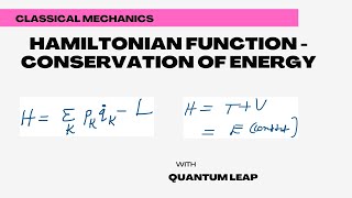 Hamiltonian function conservation of energy 20 [upl. by Tamaru28]