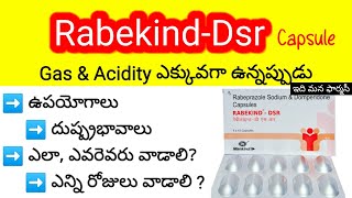 rabeprazole dsr capsule in telugu  uses sideeffects dosage precautions  rabekind dsr  Razo d [upl. by Greenwell]