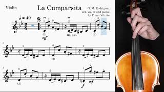 La Cumparsita Violin and Piano Accompaniment Practice Video 2 speeds Play Along [upl. by Sparhawk650]