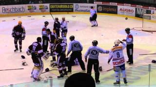 Big fight hockey GenèveServette GSHC  Kloten 21092013 [upl. by Limaa]