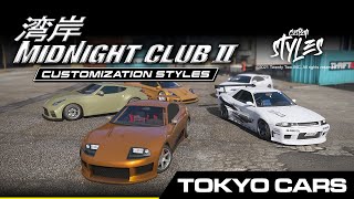 GTAO Midnight Club 2 Customization Styles Tokyo Cars [upl. by Ieppet]