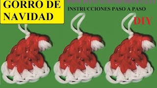 Manualidades para navidad Como hacer un gorro de navidad de gomitas sin telar con dos tenedores [upl. by Primrose]