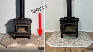 Drastic Hearth Makeover  DIY Wood Stove Pad [upl. by Nivlam782]