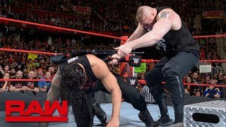 Brock Lesnar brutalizes injured Roman Reigns Raw March 26 2018 [upl. by Milurd114]