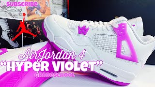 Air Jordan 4 “Hyper Violetquot GS Review Legit Check  Black Light [upl. by Job]