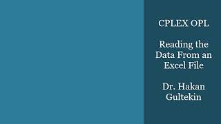 CPLEX OPL Tutorial 05  How to read data from Excel [upl. by Aketal]