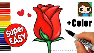 How to Draw  Color a Rose Super EASY Realistic [upl. by Akimit968]