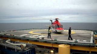 Helicopter landing refuelling and take off at production platform A6A [upl. by Rosella]