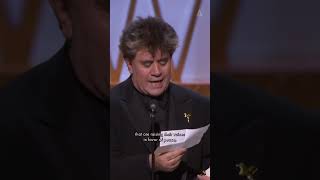 Oscar Winner Pedro Almodóvar  Best Original Screenplay for Talk to Her  75th Oscars 2003 [upl. by Chow821]