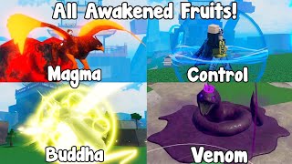 ALL REWORK AWAKENED FRUITS DAMAGE amp SHOWCASE in King Legacy Update 7 [upl. by Resee]