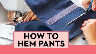 How to EASILY Hem Pants At Home  Beginner Sewing Tutorial  Good Housekeeping [upl. by Akimas953]