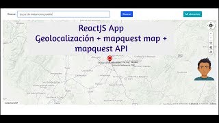 ReactJS App  geolocalización  mapquest map  mapquest API  parte 2 [upl. by Cirri]