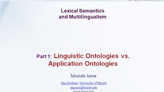 Jarrar Lexical Semantics and Multilingualism Part 15 [upl. by Clive]