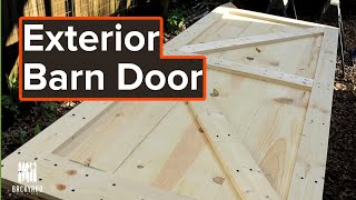 How to Make an Exterior Barn Door with Board and Batten Style  Backyardscape [upl. by Desiri264]